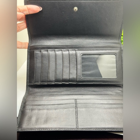 Coach Signature Monogram Canvas Leatherware Trim Black and Beige Wallet - Picture 10 of 12